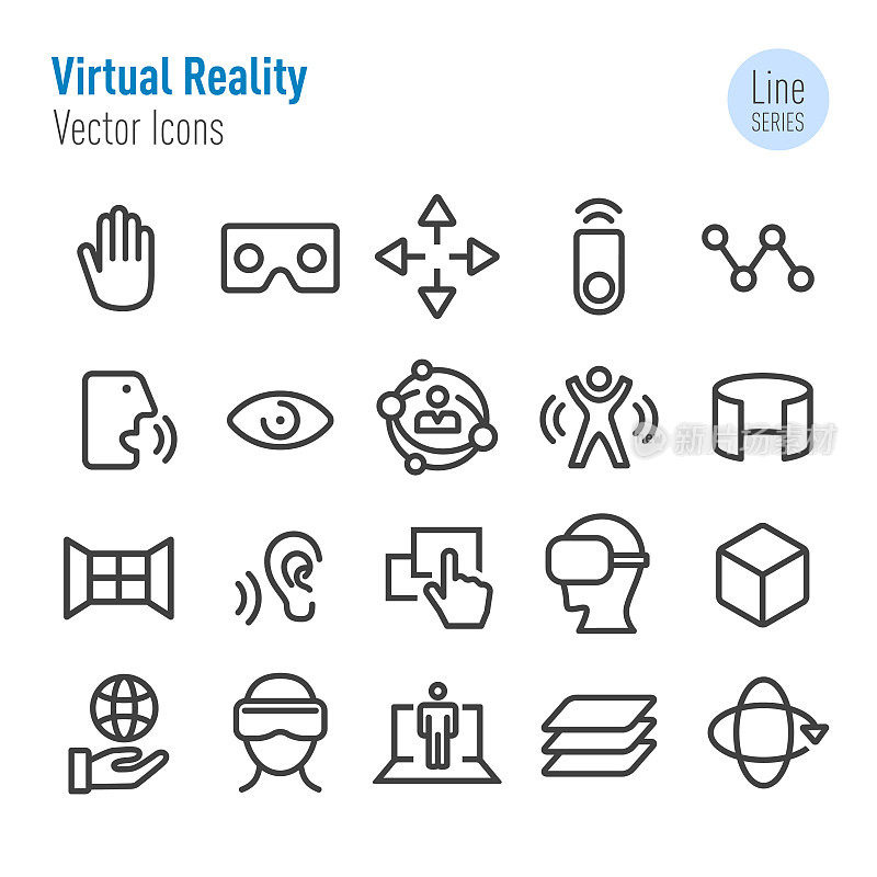 Virtual Reality Icons - Vector Line Series